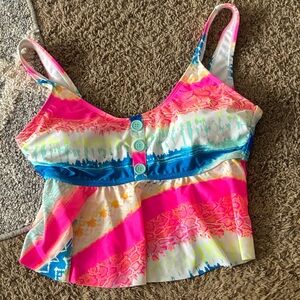 Arizona Jean Company Pink and Yellow Strappy Top
